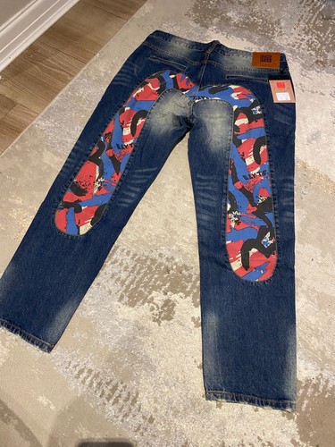 Jeans uomo evisu denim rosso - evisu,